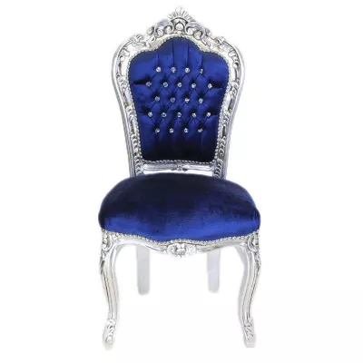 Morris Barock Stuhl Royal Blau Silber