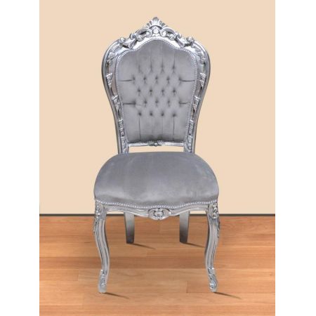 Morris Barock Stuhl Grau Silber