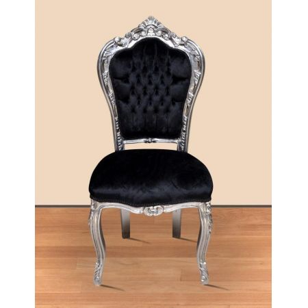 Morris Barock Stuhl Schwarz Silber