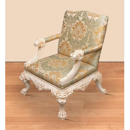 Morris Barock-Sessel Set Asiatischer Dschungel (Creme Weiß)