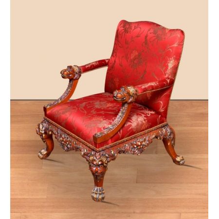 Morris Mahagoni Barock-Sessel Set Asiatischer Dschungel