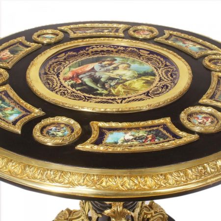 Morris runder Barock-Tisch in Schwarz-Gold