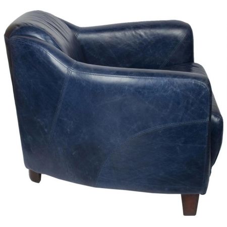 Schöner französischer Retro Sessel Echtleder Ledersessel "Blue Gent" Sofort Lieferbar