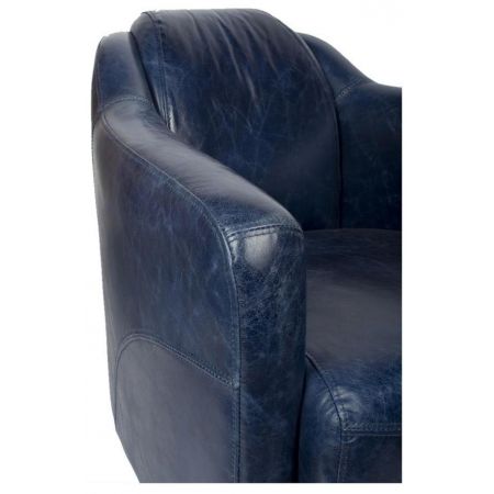 Schöner französischer Retro Sessel Echtleder Ledersessel "Blue Gent" Sofort Lieferbar