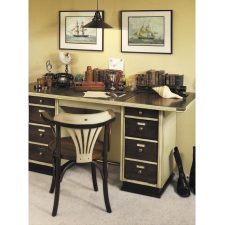 Authentic Models Antiker Schreibtisch Kapitäns Schreibtisch Bürotisch Elfenbein MF013