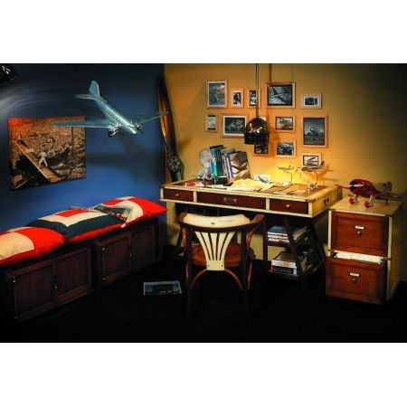 Authentic Models "Campaign" Aktenschrank kleiner Schrank Büroschrank aus Holz, elfenbein MF038
