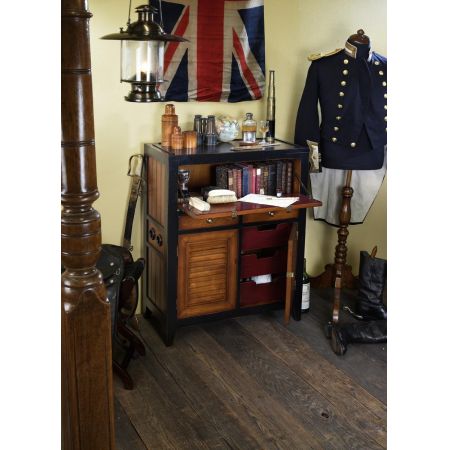 Authentic Models Antike Cade Cod Kommode, Massivholz schwarz MF062