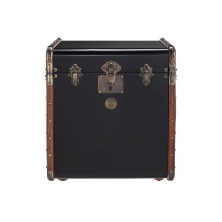 Authentic Models "Stateroom End Table" - kleiner Tisch mit Messinggriffen in Schwarz MF079B