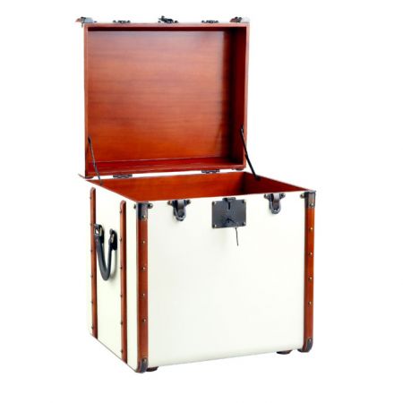 Authentic Models "Stateroom End Table" - kleiner Tisch mit Messinggriffen in Off White MF079OW