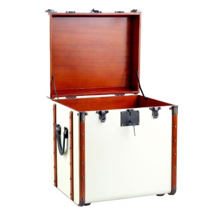 Authentic Models "Stateroom End Table" - kleiner Tisch mit Messinggriffen in Off White MF079OW