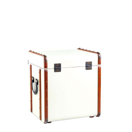 Authentic Models "Stateroom End Table" - kleiner Tisch mit Messinggriffen in Off White MF079OW