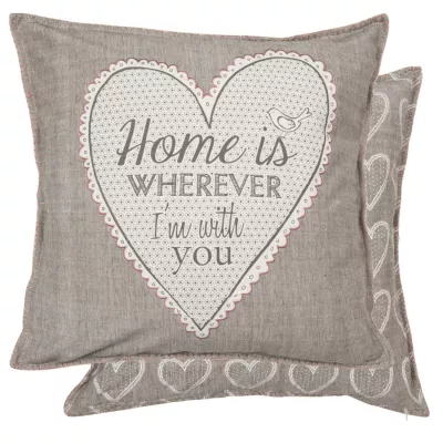 Clayre & Eef Kissenhülle Herz Home is wherever I`m with you ca. 50 x 50 cm