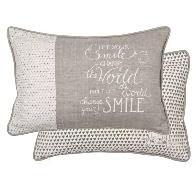 Clayre & Eef Kissen Zierkissen Wendemuster Spruch Let your smile change the world... MIT INLETT ca. 35 x 50 cm