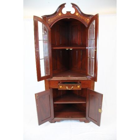 Antike Eckvitrine/ Corner Cupboard aus Palisander Massivholz