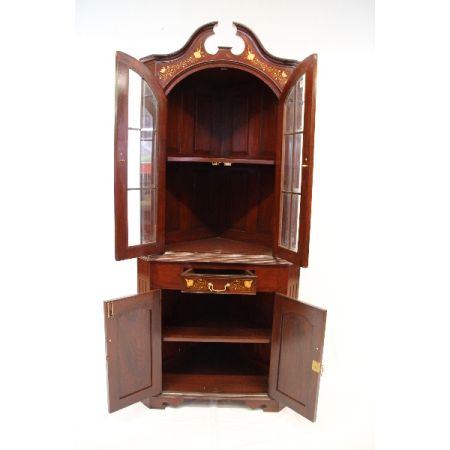 Antike Eckvitrine/ Corner Cupboard aus Palisander Massivholz