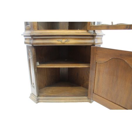 Vitrinen-Eckschrank Victorian mit Holzaplikationen