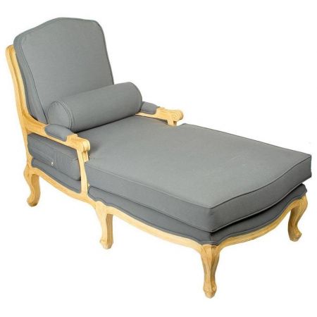 Französische Chaise Longue Blau-Weiß