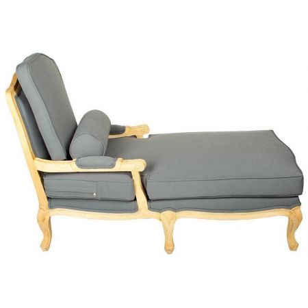 Französische Chaise Longue Blau-Weiß