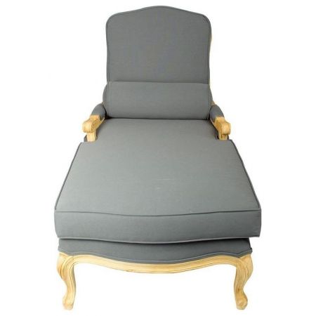 Französische Chaise Longue Blau-Weiß