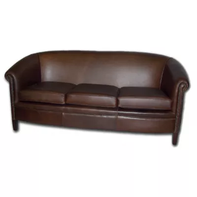 "Manor Club" KLassisches englisches Echtleder Sofa Retro Dreisitzer Ledersofa