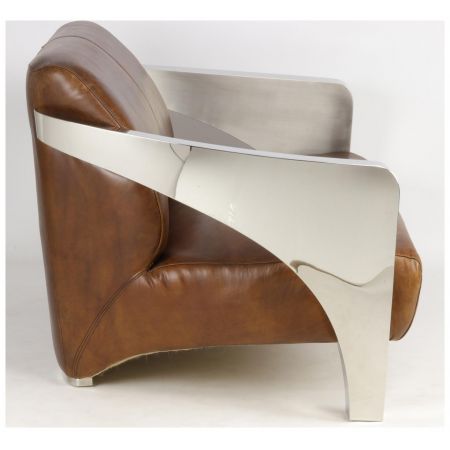 Art Deco Retro Clubsofa Ledersofa Echtleder Sofa französisch klassisch