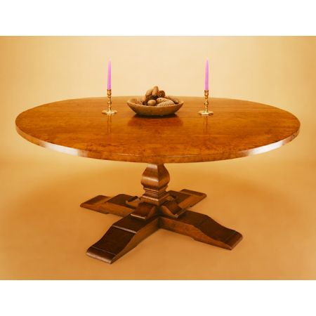 Round Table - Square Column - Cross Base Tisch Rund Ulme