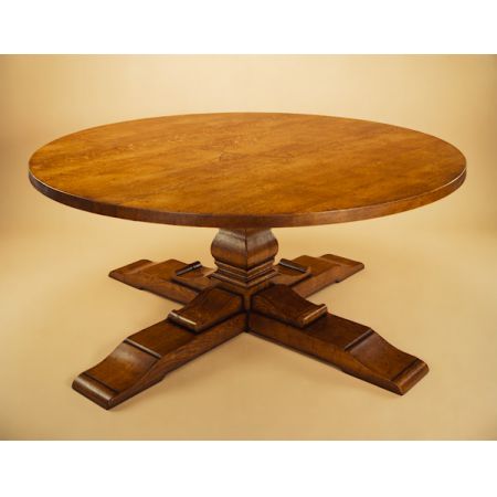 Round Table - Square Column - Cross Base  Tisch Rund