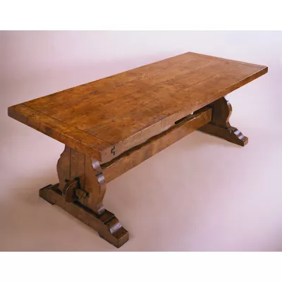 Dining Table - Burr Elm - Trestle End
