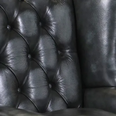 Chesterfield Ohrensessel „York“ in Birch Antique Black Leder - sofort lieferbar