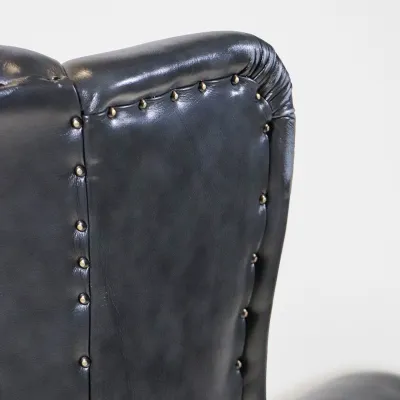 Chesterfield Ohrensessel „York“ in Birch Antique Black Leder - sofort lieferbar