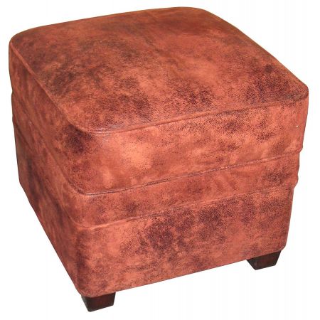 "Pouf Nogent III" Hocker Stuhl Rot Lederoptik Eckig