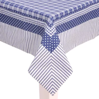Clayre & Eef Tischdecke blau gemustert 100x100cm