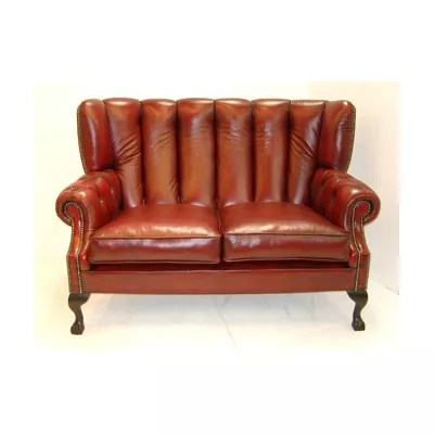 Chesterfield Ledersofa "Pamela Fluted Back" 2-Sitzer