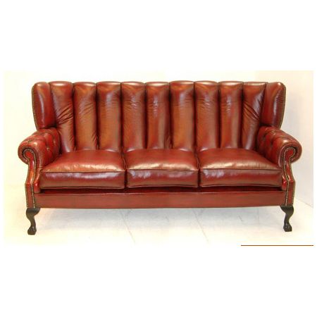 "Pamela Fluted Back" original Chesterfield Leder Sofa 3-Sitzer