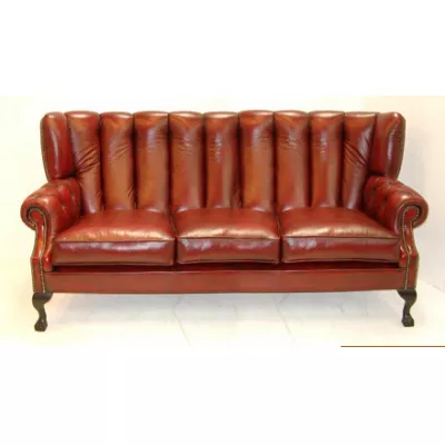 "Pamela Fluted Back" original Chesterfield Leder Sofa 3-Sitzer