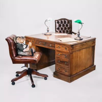 Early Victorian Partner's Desk mit Leder, Schreibtisch / Partnerschreibtisch mit Lederschreibfläche