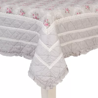 Clayre & Eef Tagesdecke grau mit Rosen 150x150