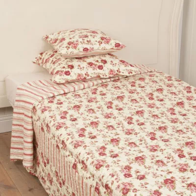 Clayre & Eef Tagesdecke "Blumen Rot" 140 x 220