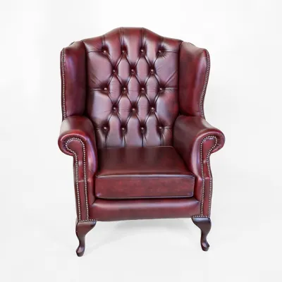Chesterfield Ohrensessel "Queen Anne" in Birch Antique Red - sofort lieferbar