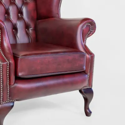 Chesterfield Ohrensessel "Queen Anne" in Birch Antique Red - sofort lieferbar