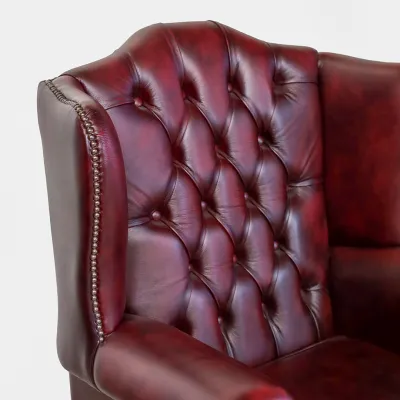 Chesterfield Ohrensessel "Queen Anne" in Birch Antique Red - sofort lieferbar