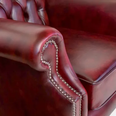 Chesterfield Ohrensessel "Queen Anne" in Birch Antique Red - sofort lieferbar
