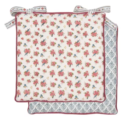 Clayre & Eef Rose and Bird Stuhlkissen Kissen Wendemuster MIT INLETT ca. 40 x 40 cm