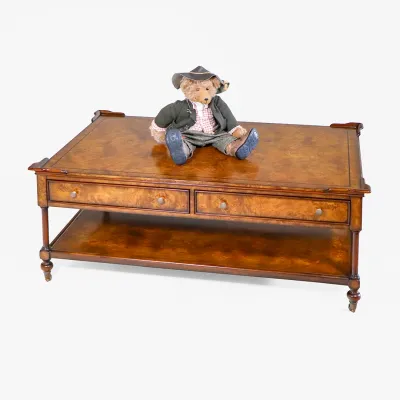 Englischer Sofatisch "Marcus" mit Schubladen, Burr Walnut Couchtisch