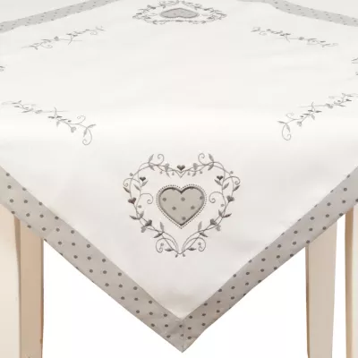 Clayre & Eef Tischdecke GRAUES HERZ 85 x 85 cm