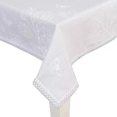 Clayre & Eef Tischdecke blau mit Blumenranke 150x250cm