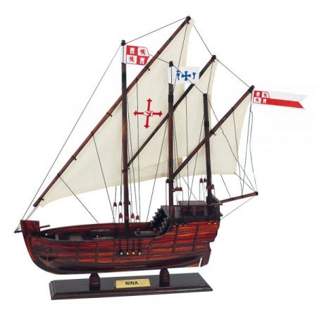 Maritim by Morris Karavelle - Nina, Holz mit Stoffsegel, L: 40cm, H: 43cm