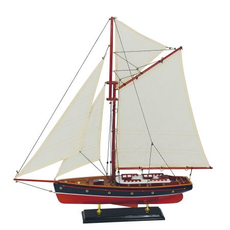 Segel-Yacht, Holz mit Stoffsegel, L: 58cm, H: 59cm
