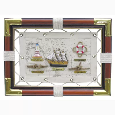 Maritim by Morris Knotentafel, Holz/Stoff/Messing, 36x26cm - Knotennamen in ENGLISCH