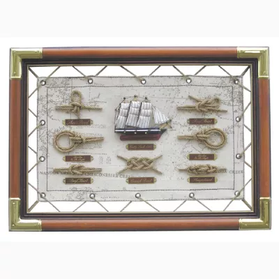 Maritim by Morris Knotentafel, Holz/Stoff/Messing, 47x33cm - Knotennamen in ENGLISCH